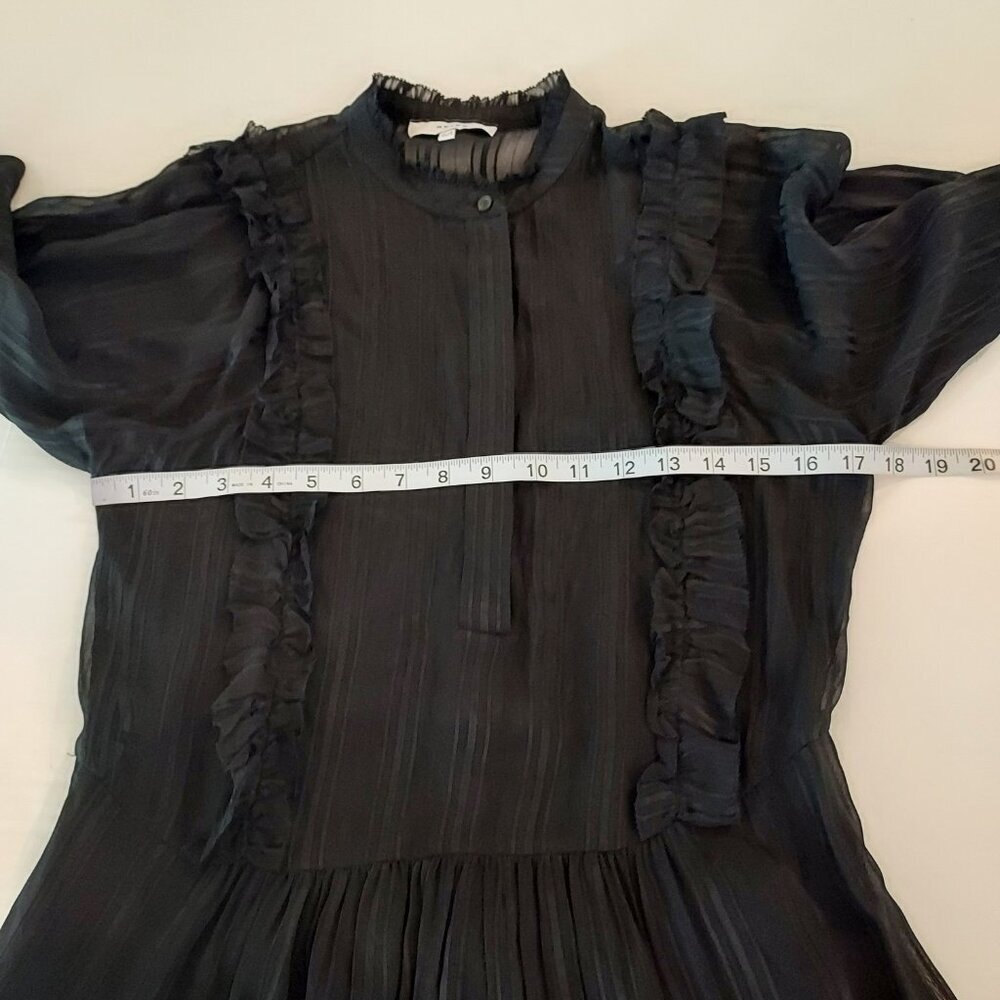 Reiss Justina Striped Ruffled Sheer Black Mini Dress Size 2 NWOT - Picture 5 of 15